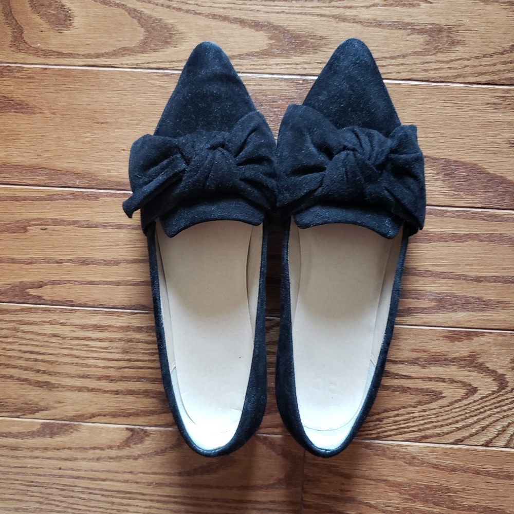 Black bow flats